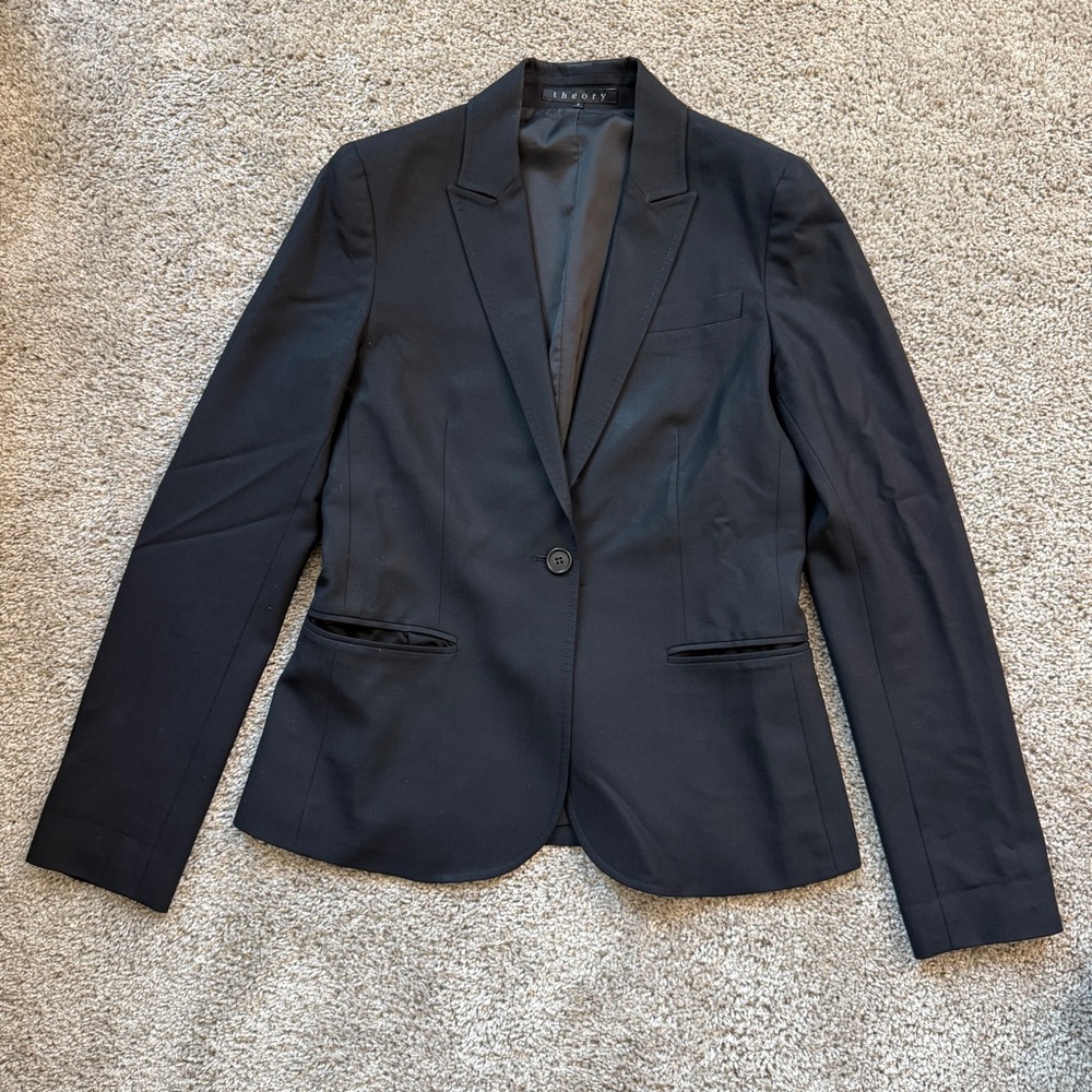 Theory Wool Suiting Blazer Black Size 2